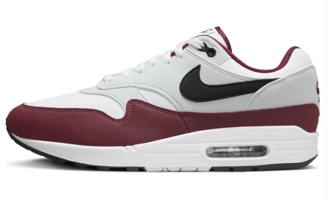 Nike Air Max 1 "Dark Team Red" – White / Grey / Black